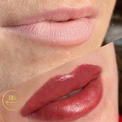 Healed lip blushing available by appointment 
Creates a luscious glow of color while giving lips more volume