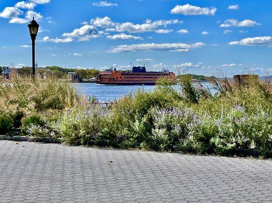 FABULOUS VIEW across the bay towards the Statue of Liberty.