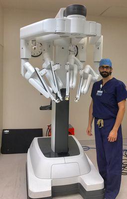 Dr. Toomari after performing surgery using the newest DaVinci surgical robot.