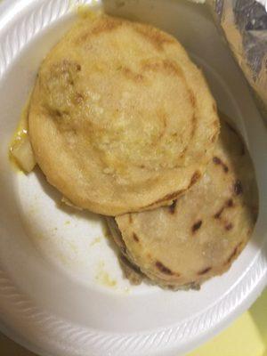 Green salsa meat and potatoes gorditas.