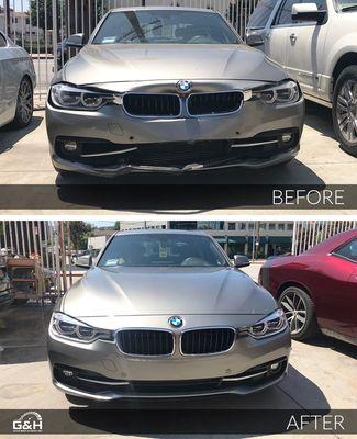 2016 BMW 328i front end collision- before and after.