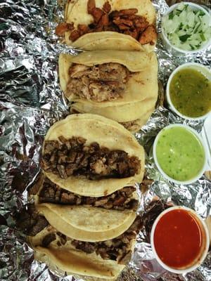 3 bistek, 2 carnitas, 3 al pastor... $8.00