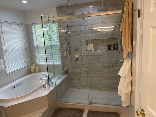 Shower door material and installation CR Laurence Cambridge kit, tempered glass custom cuts