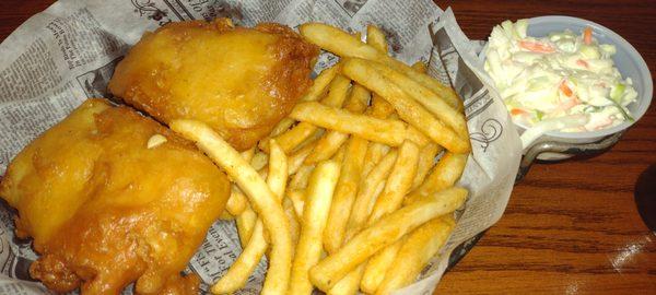 fish & chips with slaw