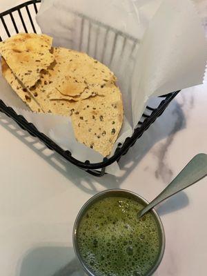 Papadum with Indian Green Chutney