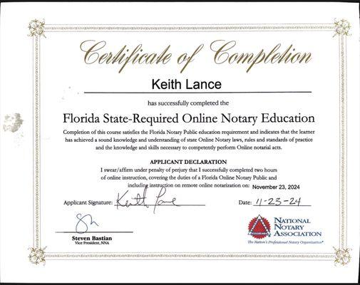 Remote Online Notary Certification