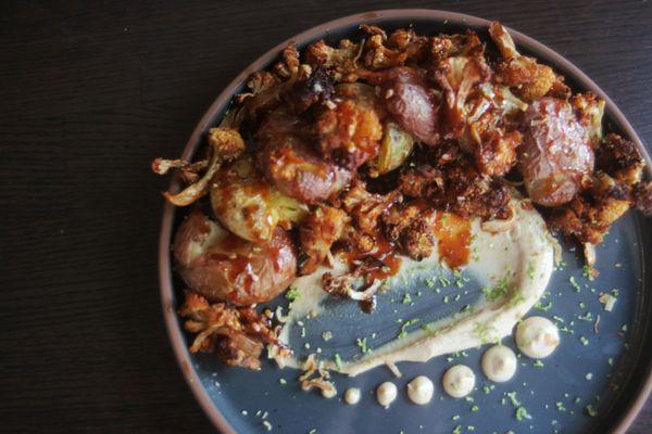 Smashed potatoes and cauliflower, vegan, gluten free