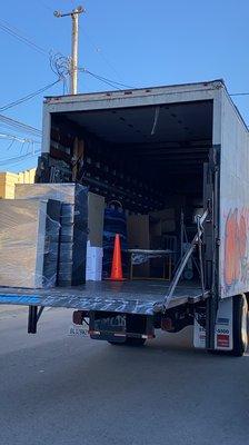 Our life in one truck. Furniture wrapped up nicely to protect during move.