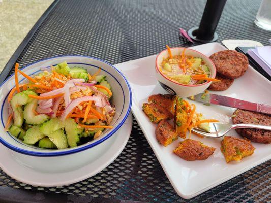 Cucumber salad and fish cakes (after I'd eaten some already).