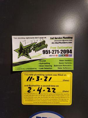 All star plumbing business card