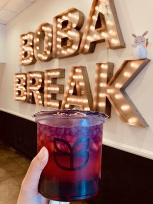 Strawberry butterfly lemonade boba