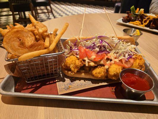 Shrimp Po'Boy and fries