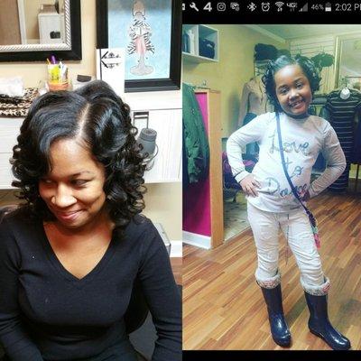 Hair by Christia -- Mommy/daughter press and curl.  313-580-7600