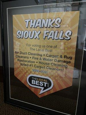 #1 voted carper cleaning company in the Sioux Falls area