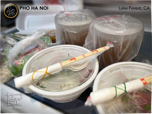 Combination Pho/Pho Dac Biet ($13.50 x2) To-go order (I'm not a fan of the prepackaged hoisin & chili sauce.)