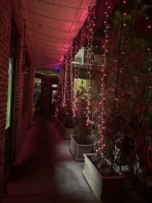 Patio walkway towards the bathroom