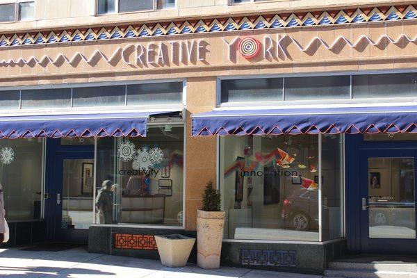 Creative York's main location at 10 N Beaver St, York, PA features 2 galleries, classrooms, pottery studio & the CY offices.