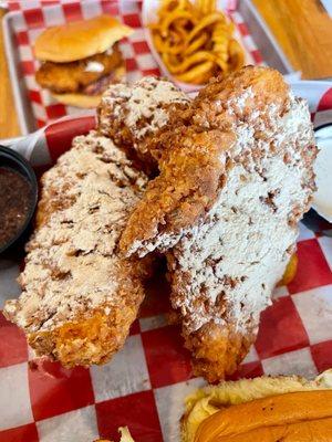 Salt n Vinegar 2 Tenders, Curley Fries.