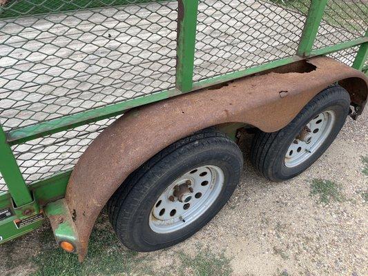 We have a 4 year old fender that has lost most of the paint and has large rust holes.