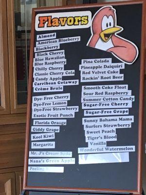 Flavors that were available on 5/18/2017