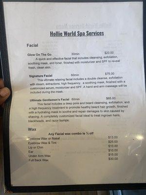 Service menu