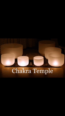 Crystal singing chakra bowls at the Chakratemple in Los Angeles