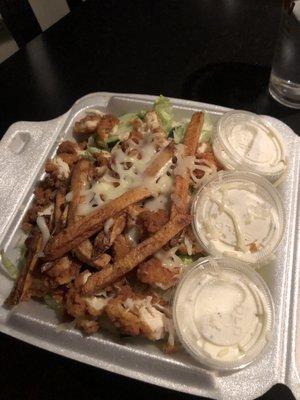 grilled chicken salad with fried chicken