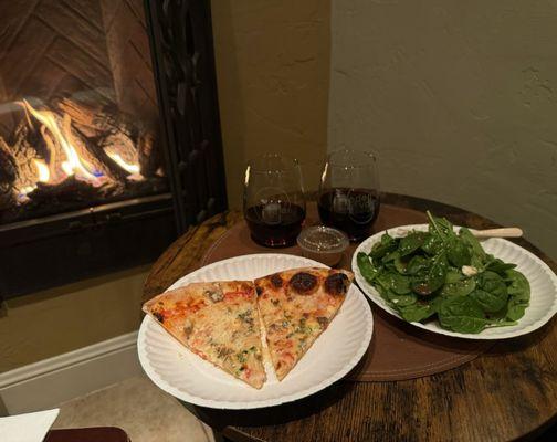 Mushroom pizza and pecan salad