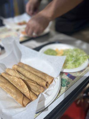 5 Rolled Tacos (Beef w/ everything on the side pictured here)