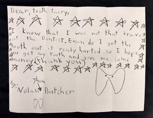 Dear Tooth Fairy, he WAS brave!