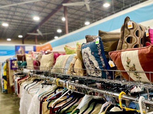 Assortment of pillows and linens