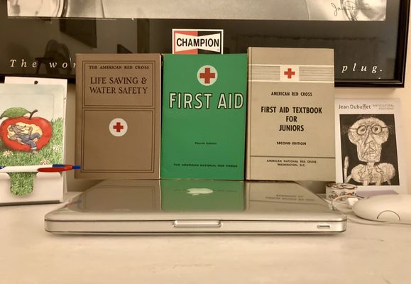 My desk so you can see the Red Cross Books are still with me! 10/09/23