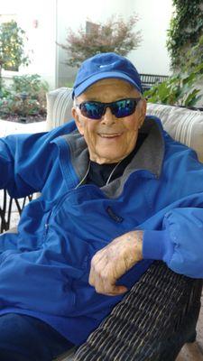 My Happy Dad in the Beautiful Bright Oakmont of Concord Courtyard!