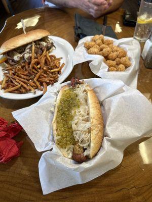 German dog  Philly sandwich  Every thing house/handmade Really great food