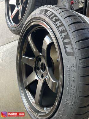 Fresh Michelin pilot sport soft compound sticky tires for our track car. Thanks for the recommendation.