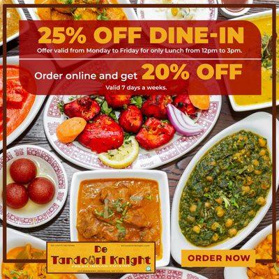 25% off Dine-in and order online 20%