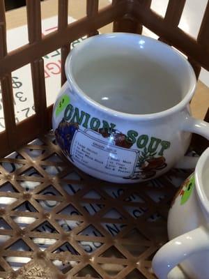 Set of 4 vintage soup bowls with recipes on the front