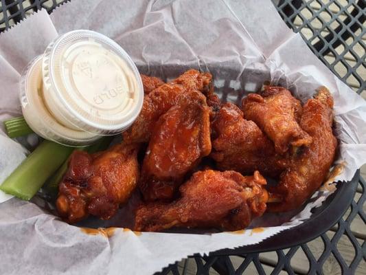 Buffalo Wings. Order them crispy, very good.