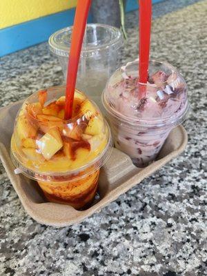 Mangonada and fresas con crema