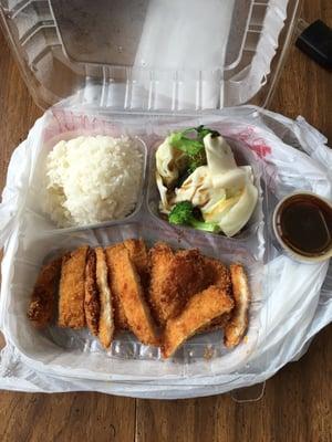 Chicken Katsu for $7.95. The chicken is really crispy.