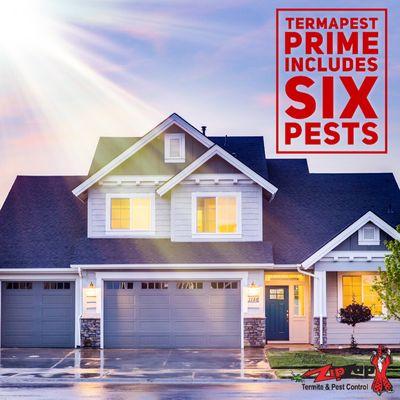 TermaPest Prime is a quarterly service that includes six pests.