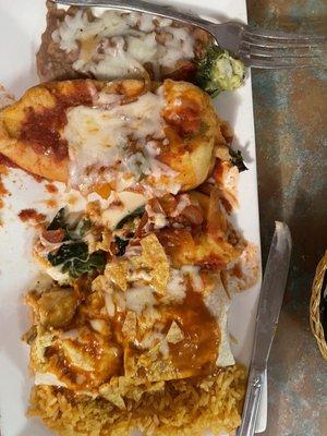 Chile Relleno and Chicken Enchilada