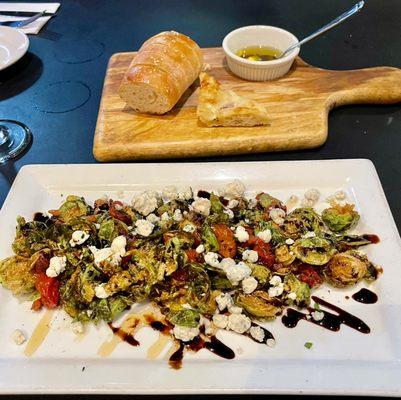 Brussels Sprouts with our homemade bread and dip.