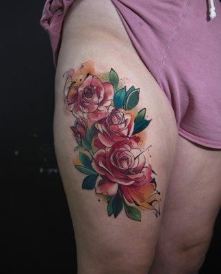 Watercolor roses by Nina P