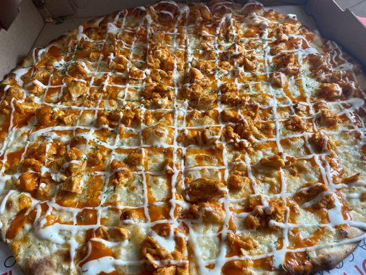 Buffalo chicken pie with ranch drizzle