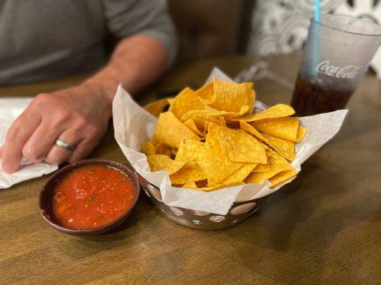 Free chips and salsa. First two rounds on the house and then they will charge