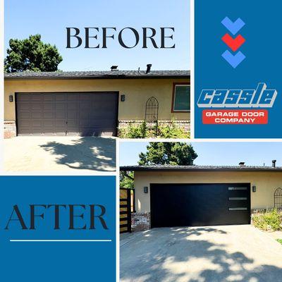 Explore this remarkable before-and-after transformation with our latest garage door installation.