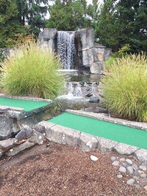 Water fall and mini golf green