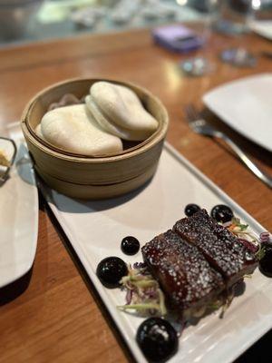 Pork Belly Buns, Sesame-Honey Glaze and Pickles