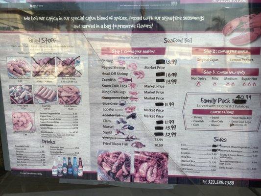 Seafood prices as of 11/16/21